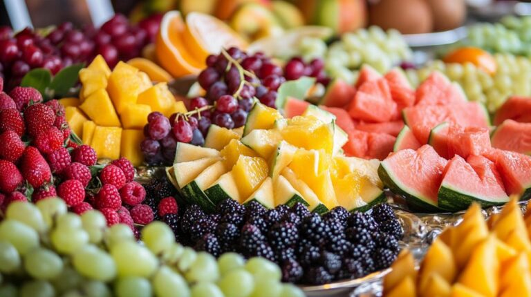 Présentation de fruits pour buffet : idées créatives avec des présentoirs à étages pour émerveiller vos invités